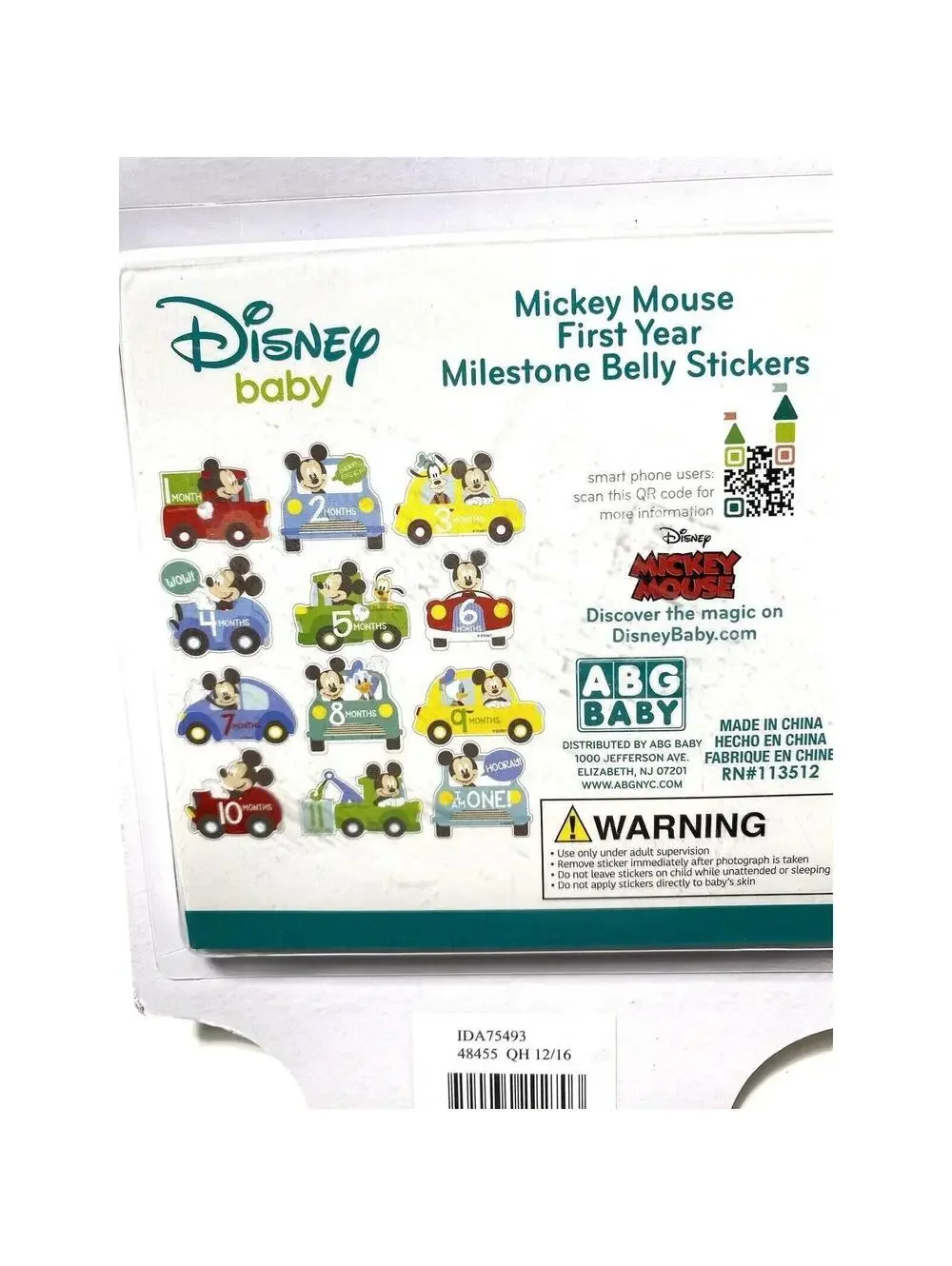 Disney Baby Mickey Mouse Monthly Milestone Belly Stickers, First Year Photo Prop